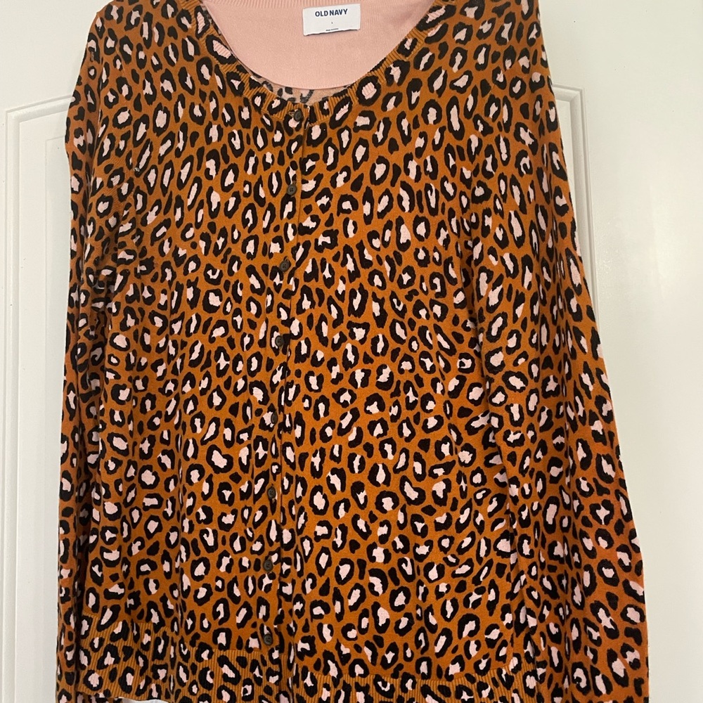 Leopard print old navy cardigan. Size Large